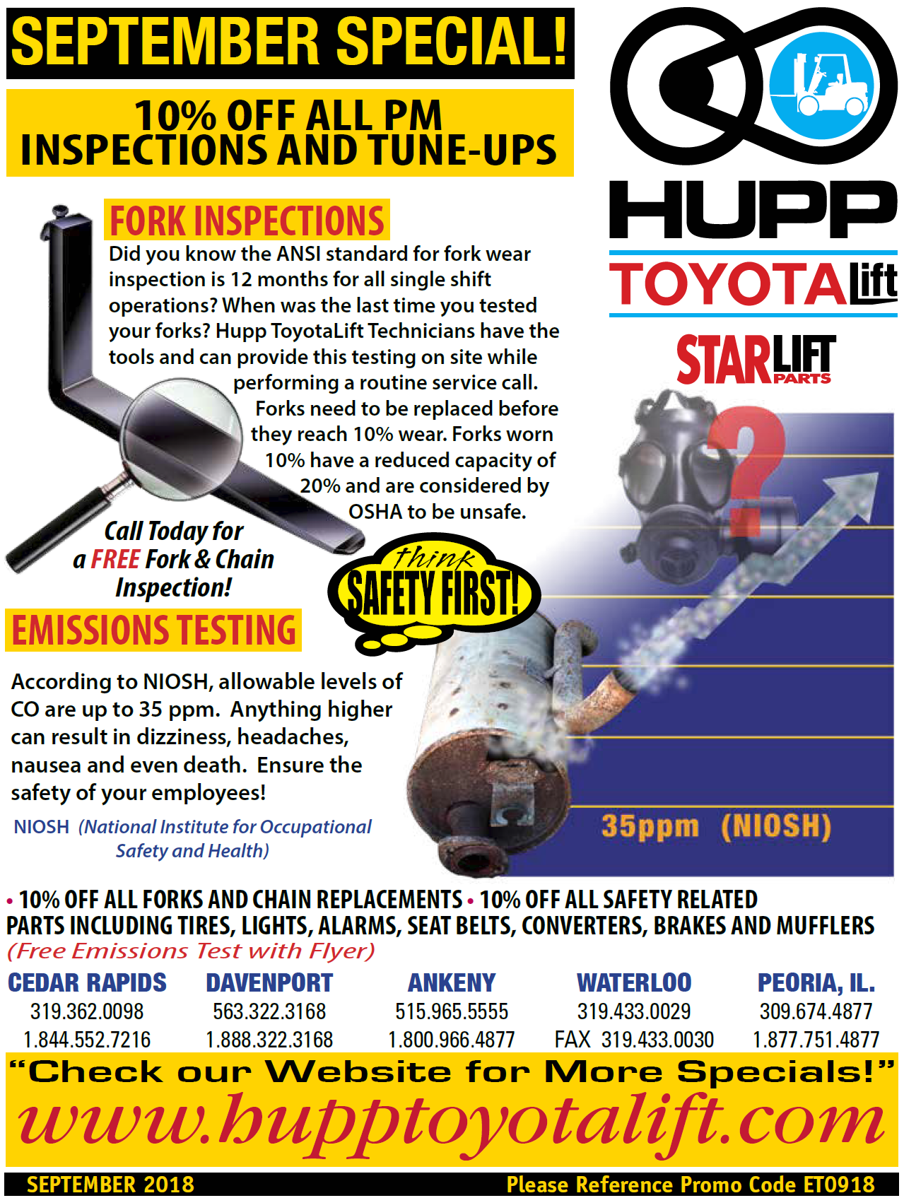 Special Offers - Industrial Lifts | Hupp Toyota Lift - Midwest Iowa